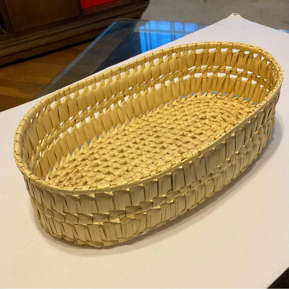 Rattan Weave Oval Basket  12.5 x 3.25 x 4 inches